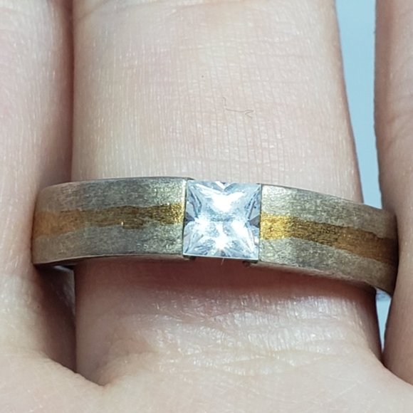 Brilliant Sterling/Gold Channel CZ Ring - Picture 3 of 7